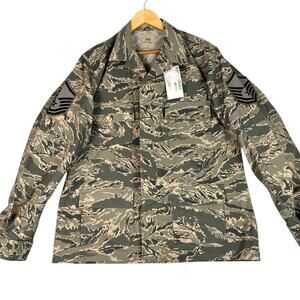 US Airforce Ripstop Camo Utility Jacket Mens 44R Green Button Front New With Tag